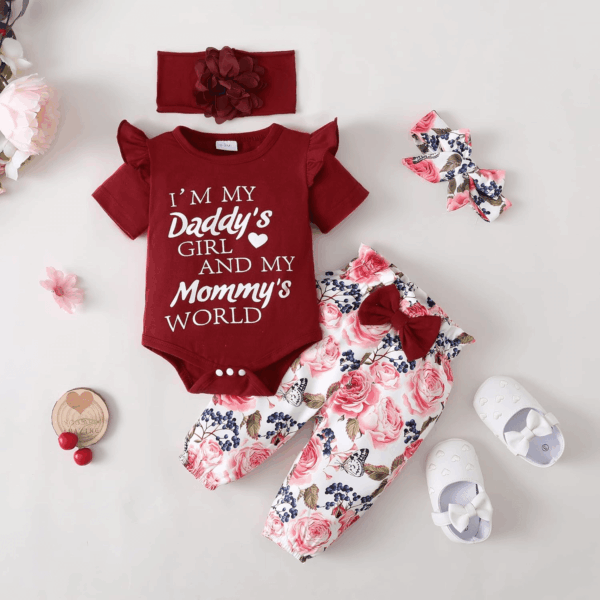 Newborn Infant Baby Girl Clothes Ruffle Romper Toddler Girl Floral Cotton Pant Sets Girls Clothing Outfit - Image 7