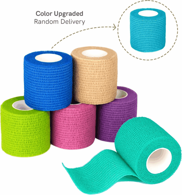 Self Adhesive Bandage Wrap, Medical Tape in First Aid Kit, Cohesive Bandages for Wounds Sport Vet, FSA/HSA Eligible, 2 Inches X 5 Yards 6 Rolls, Rainbow - Image 9