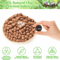 10LBS Expanded Clay Balls Terrarium Substrate for Reptiles - 100% Organic Lightweight Clay Pebbles Substrate Frogs False Bottom Substrate, Bioactive Terrarium Substrate for Drainage and Moisture - Image 2