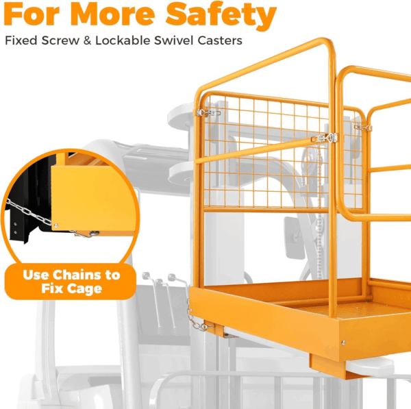 36"X36" Forklift Safety Cages with One Chain Forklift Cages 1200LBS Capacity Man Lift Basket Pallet Forks Work Platform Forklift Aerial Platform (No Wheel) - Image 5