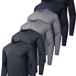 6 Pack Men'S Quick Dry Long Sleeve Shirts UPF 50+ UV Sun Protection SPF Shirt Moisture Wicking T-Shirt for Casual Workout