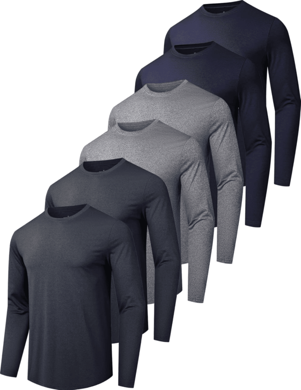 6 Pack Men'S Quick Dry Long Sleeve Shirts UPF 50+ UV Sun Protection SPF Shirt Moisture Wicking T-Shirt for Casual Workout