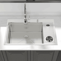 33 Inch Drop in Kitchen Sink Workstation with Glass Rinser 33X22 Drop in Kitchen Sinks Stainless Steel Workstation Sinks 16 Gauge Single Bowl Sink with Cup Washer with Cutting Board - Image 4