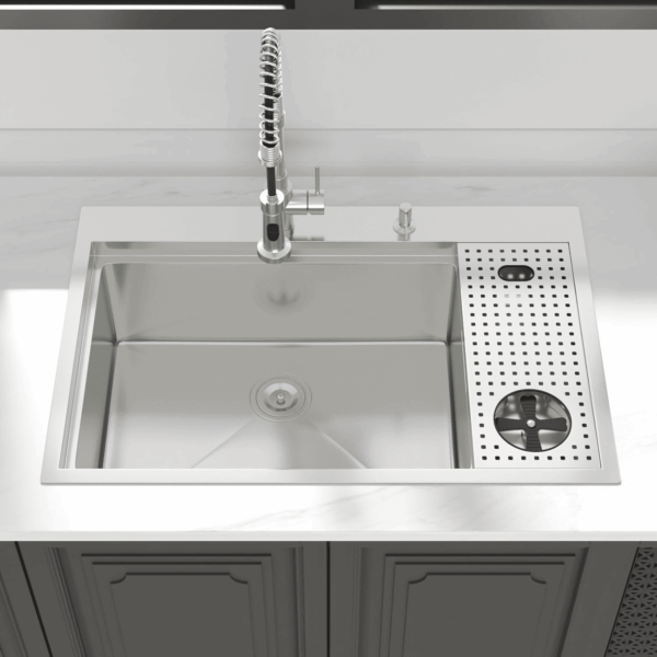 33 Inch Drop in Kitchen Sink Workstation with Glass Rinser 33X22 Drop in Kitchen Sinks Stainless Steel Workstation Sinks 16 Gauge Single Bowl Sink with Cup Washer with Cutting Board - Image 4