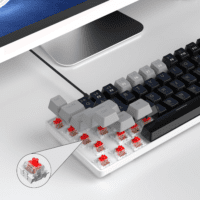 Portable 60% Mechanical Gaming Keyboard, Mk-Box LED Backlit Compact 68 Keys Mini Wired Office Keyboard with Red Switch for Windows Laptop PC Mac - Black/Grey - Image 8