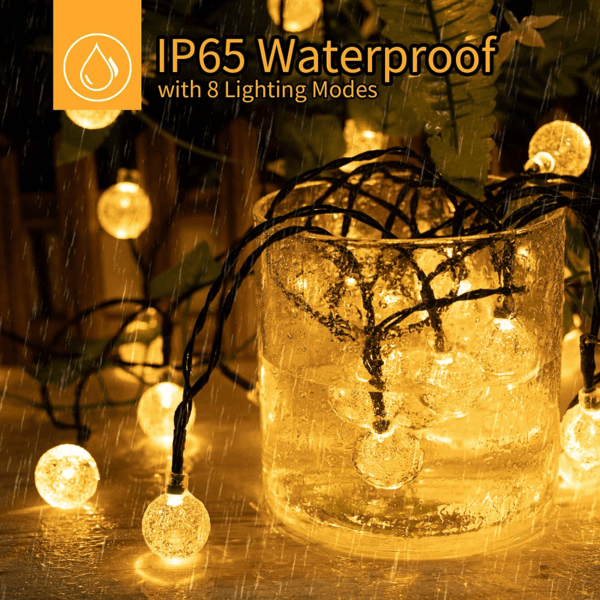 Solar String Lights Outdoor Waterproof, 2 Pack 60 LED 36.5 FT Each, Solar Powered Patio Lights with 8 Lighting Modes for Garden Yard Porch Wedding Party Decor (Warm White) - Image 3