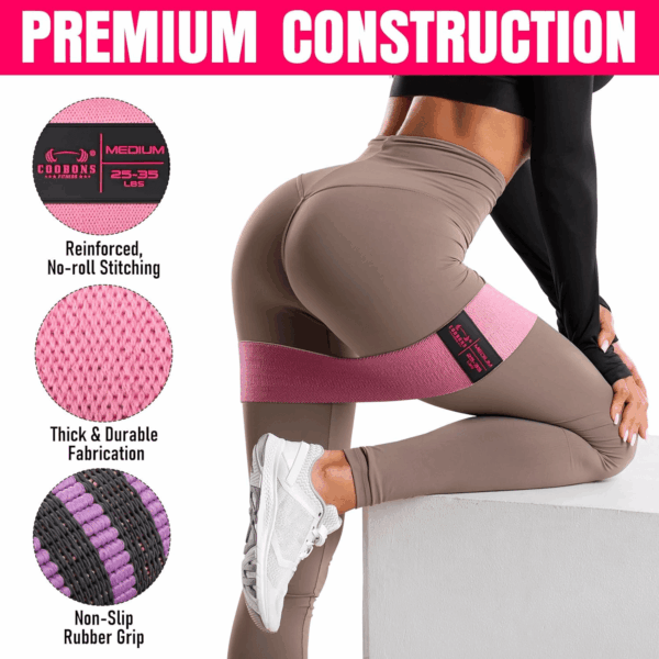 Fabric Resistance Bands for Working Out - Exercise Bands for Women and Men, Booty Bands for Legs and Butt, Yoga, Pilates, Rehab, Fitness and Home Workout - Image 3