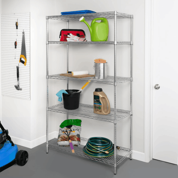SHF-01441 Adjustable Storage Shelving Unit, 800-Pounds per Shelf, Chrome, 5-Tier, 42Lx18Wx72H - Image 2