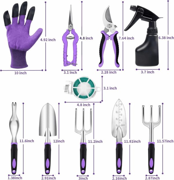 Gardening Tool Set - 11 Piece Aluminum Alloy Steel Hand Tool Starter Kit with Garden Bag, Outdoor Tool, Heavy Duty Gardening Work Set, Gardening Tools Gift for Women and Men - Image 5