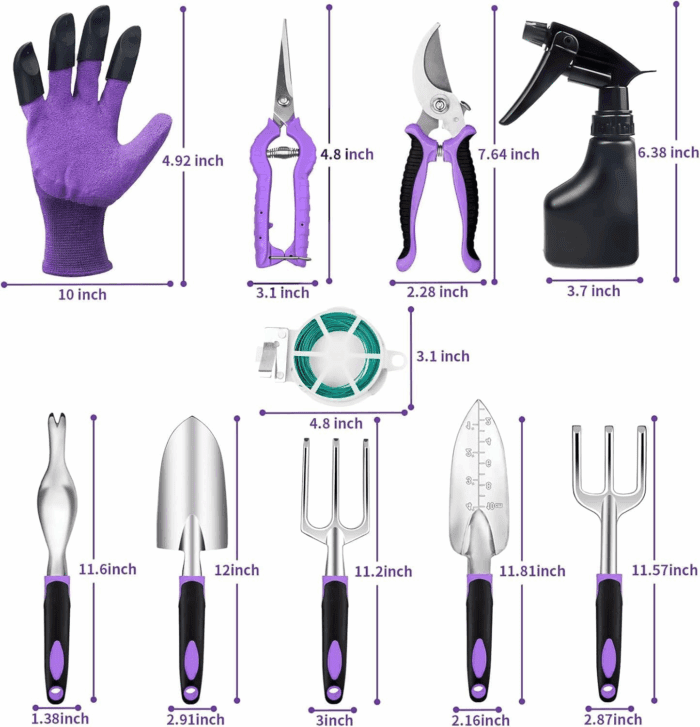 Gardening Tool Set - 11 Piece Aluminum Alloy Steel Hand Tool Starter Kit with Garden Bag, Outdoor Tool, Heavy Duty Gardening Work Set, Gardening Tools Gift for Women and Men - Image 5