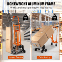3In1 Aluminum Hand Truck 880 Lb Capacity, Stair Climbing Cart Utility Cart Converts from Hand Truck Dolly to Platform Cart 3 Positions for Transport & Moving with 10" Rubber Wheels - Image 4