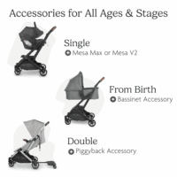 Minu V2 Travel Stroller Lightweight, Portable Design One-Hand Fold Shoulder Strap and Leather Bumper Bar Included Greyson (Charcoal Mélange/Carbon Frame/Saddle Leather) - Image 5