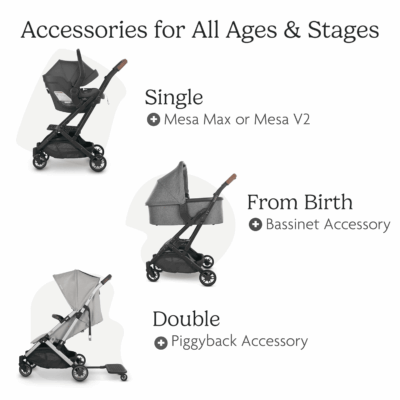 Minu V2 Travel Stroller Lightweight, Portable Design One-Hand Fold Shoulder Strap and Leather Bumper Bar Included Greyson (Charcoal Mélange/Carbon Frame/Saddle Leather) - Image 5