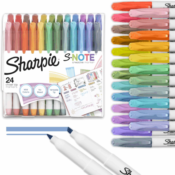 S-Note Creative Markers, Highlighters, Assorted Colors, Chisel Tip, 24 Count
