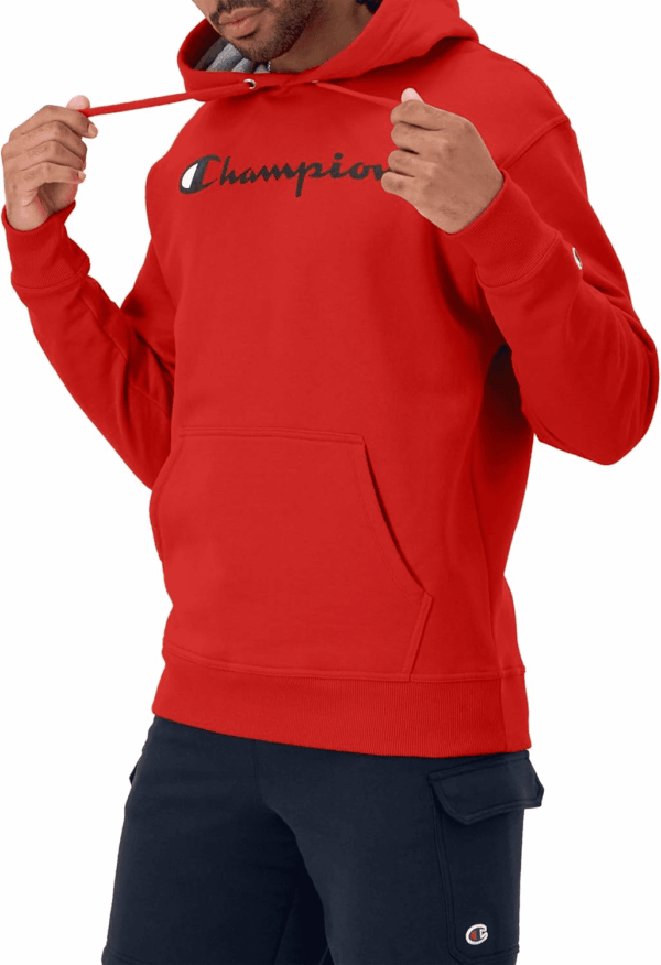 Men'S Powerblend Fleece Hoodie Sweatshirt with Script Logo (Regular and Big & Tall) - Image 3