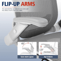 Ergonomic Office Chair, High Back Home Desk Chair with Headrest, Flip-Up Arms, 90-120° Tilt Lock and Wide Cushion, 400LBS Mesh Chairs for Man Woman, White Task Chair(Dark Grey,Gy01Wdg) - Image 4