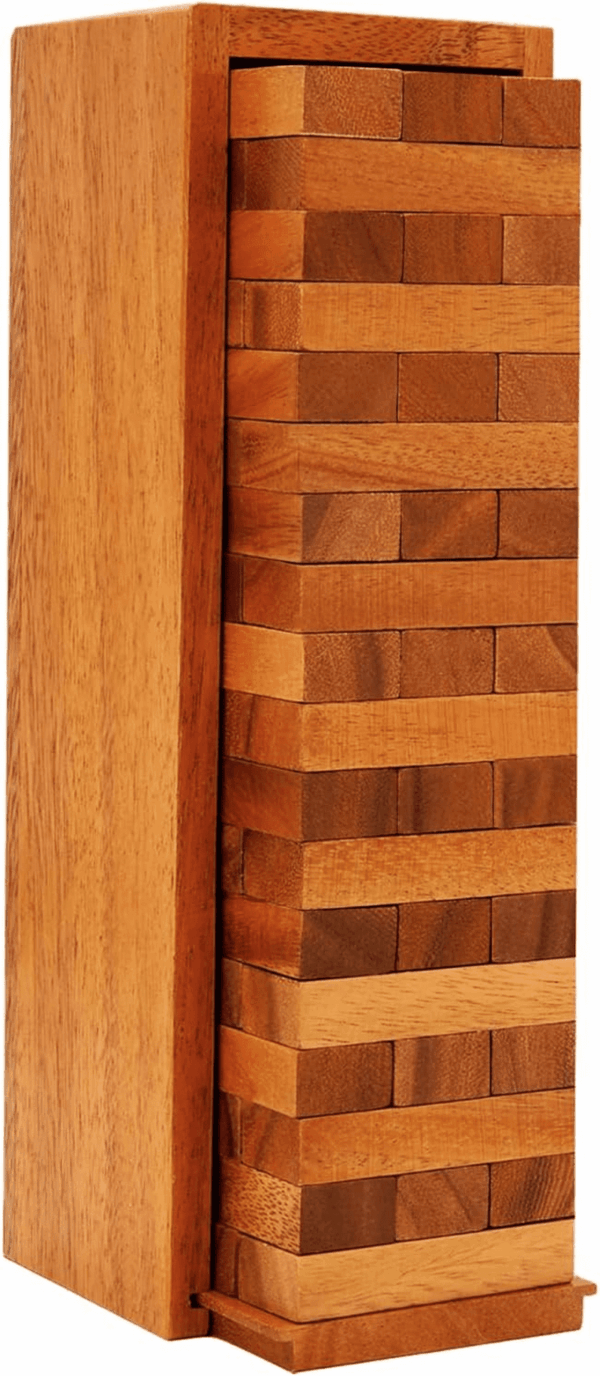 Wood Tumbling Tower - Ideal for Party, Kids Games, Building, Camping, Outdoor Games for Adults and Family, Classic Stacking Block for Challenging Your Skills.