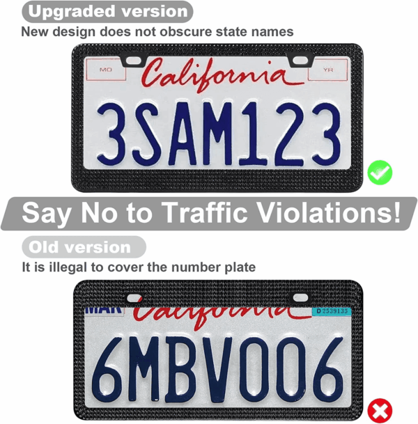2 Pack Bling License Plate Frames for Women, Sparkly Rhinestone Diamond Car Accessories with Glitter Crystal Caps (Black) - Image 2