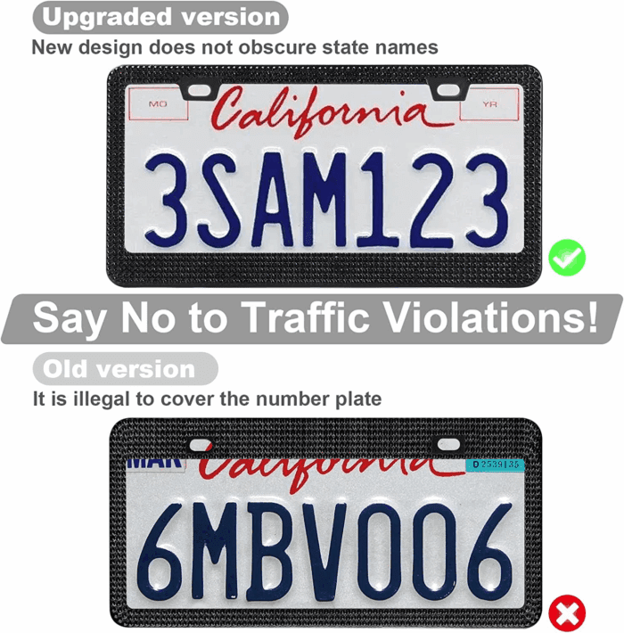 2 Pack Bling License Plate Frames for Women, Sparkly Rhinestone Diamond Car Accessories with Glitter Crystal Caps (Black) - Image 2