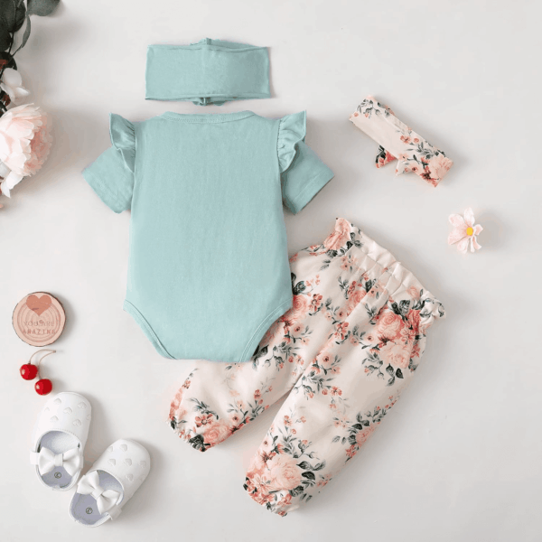 Newborn Infant Baby Girl Clothes Ruffle Romper Toddler Girl Floral Cotton Pant Sets Girls Clothing Outfit - Image 5