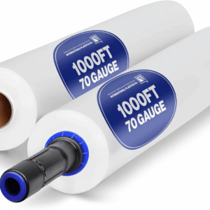 70 Gauge 15" Plastic Stretch Film/Wrap with Extended Handles 1000Ft Clear Moving Industrial Packing Heavy Duty Shrink Cling Durable Furniture (Extended Handles, 2 Pack)
