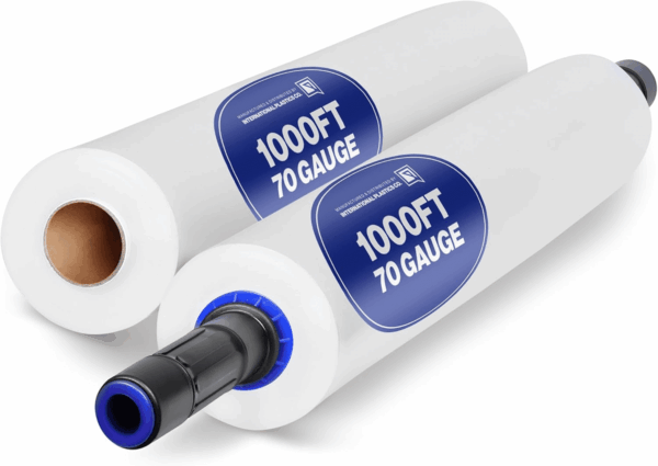 70 Gauge 15" Plastic Stretch Film/Wrap with Extended Handles 1000Ft Clear Moving Industrial Packing Heavy Duty Shrink Cling Durable Furniture (Extended Handles, 2 Pack)