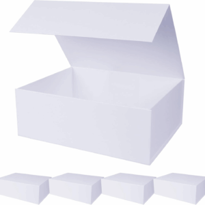 5 Pack White Magnetic Gift Boxes with Lids 13.8X9X4.3 In, Large Bridesmaid Groomsman Proposal Box, Rectangle Collapsible Box for Present Graduation Birthday Wedding Storage,1 Count (Pack of 5)