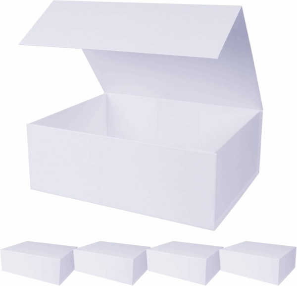 5 Pack White Magnetic Gift Boxes with Lids 13.8X9X4.3 In, Large Bridesmaid Groomsman Proposal Box, Rectangle Collapsible Box for Present Graduation Birthday Wedding Storage,1 Count (Pack of 5)