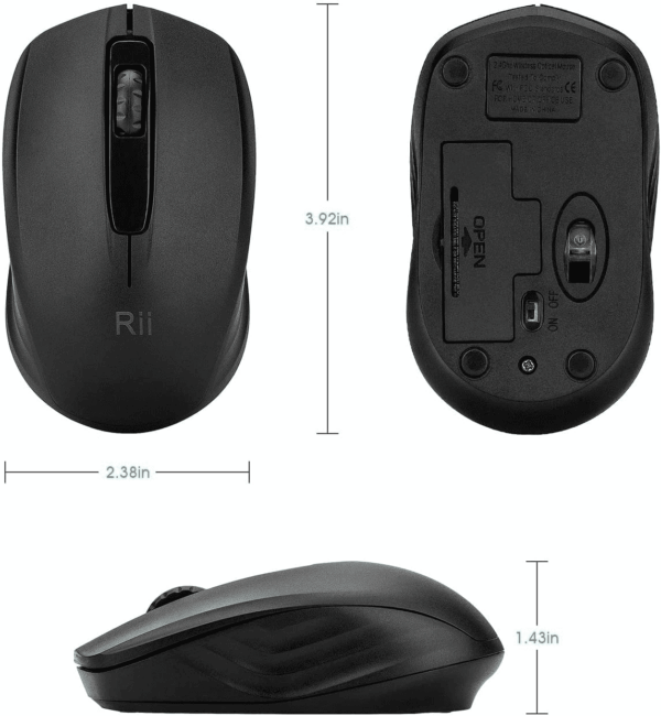 Wireless Mouse, 2.4G Portable Computer Mice for PC, Laptop, Windows,Office Included Wireless USB Dongle (Black) - Image 3