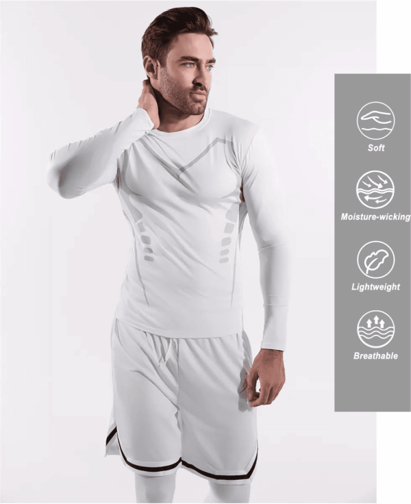2 Piece Workout Set Gym Clothes for Men Shirt and Shorts with Leeggings Moisture-Wicking Athletic Outfits - Image 2