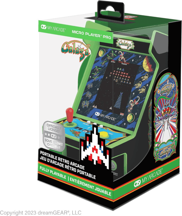 Galaga Micro Player Pro: Arcade Classics 2 Games in 1, Retro Mini Arcade Machine, Playable 6.75 Inch Collectible, Color Display