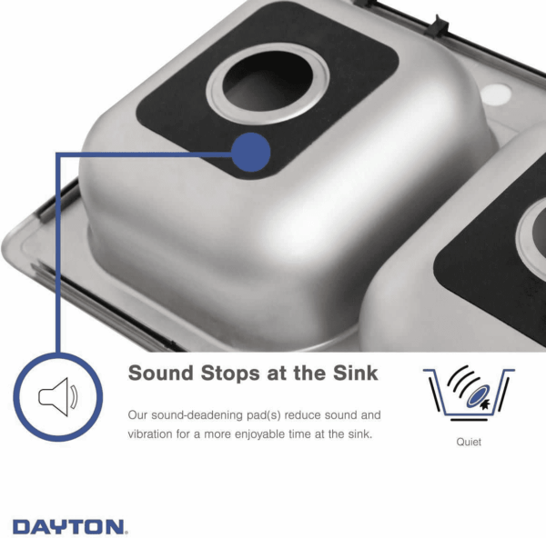 D233194 Dayton Equal Double Bowl Drop-In Stainless Steel Sink 33 X 19 X 6.5 - Image 4