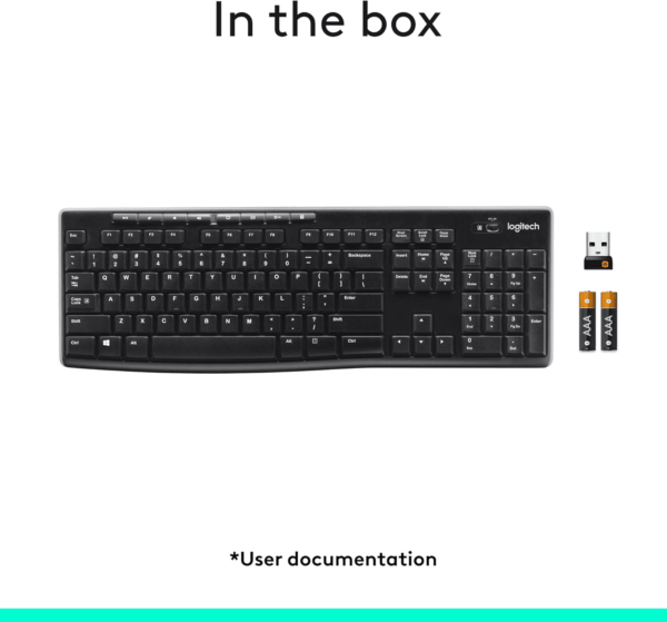 K270 Wireless Keyboard for Windows, 2.4 Ghz Wireless, Full-Size, Number Pad, 8 Multimedia Keys, 2-Year Battery Life, Compatible with PC, Laptop, Black - Image 9