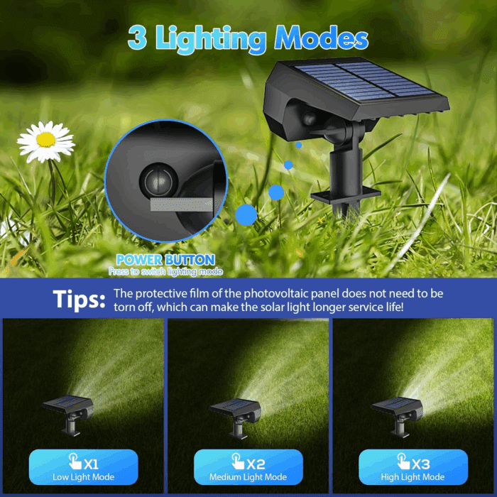 Solar Lights Outdoor Waterproof IP68, 56 LED 3 Lighting Modes Solar Powered Garden Yard Spot Solar Lights for outside Landscape- 4 Pack (Cool White) - Image 4
