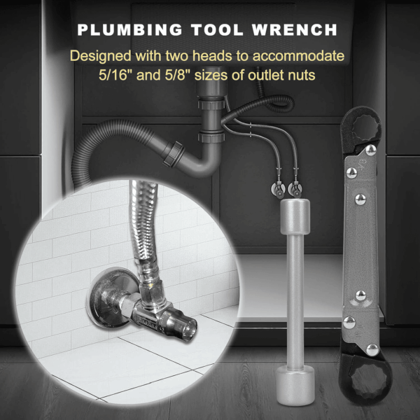 Plumbing Tools Angle Stop Wrench Kit – Adjustable Wrench Professional Plumber Wrench Tools for Installing New Compression Angle Stops and Removing Compression Rings-Silver Tool Kit - Image 8