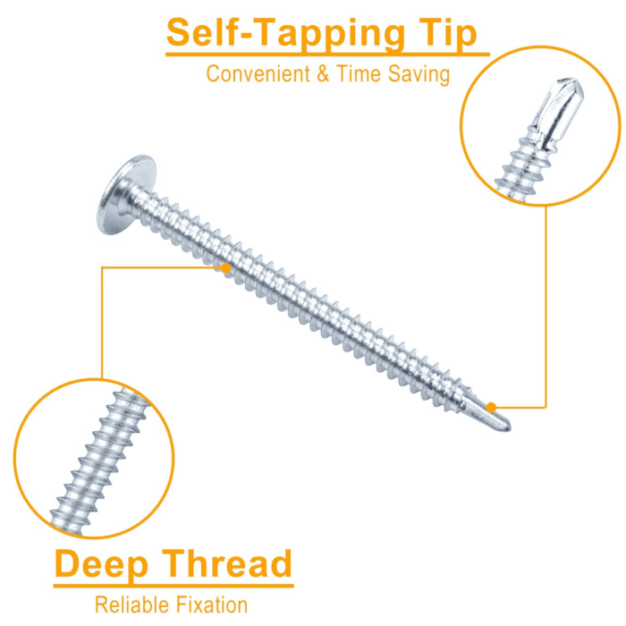 Self Tapping Screws Assortment Kit, #8 Sheet Metal Screws for Metal Wood & Plastic, 125Pcs Galvanized Truss Head Self Drilling Screws in 5 Sizes (1/2, 3/4, 1-1/4, 1In, 2In) - Image 3