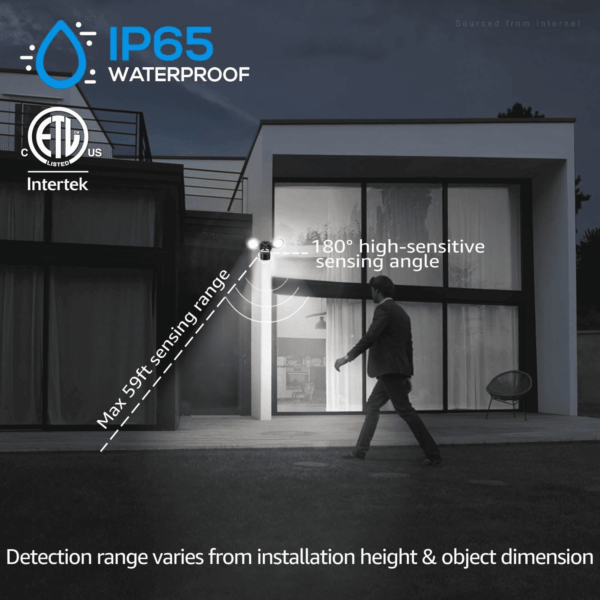 COB LED Security Light, Motion Sensor Flood Lights Outdoor, Aluminum, 3 Modes Motion Detector+Dusk to Dawn+Switch Control, 100-277V, Adjustable 2-Head, IP65, 5000K Daylight, ETL, Bronze - Image 3
