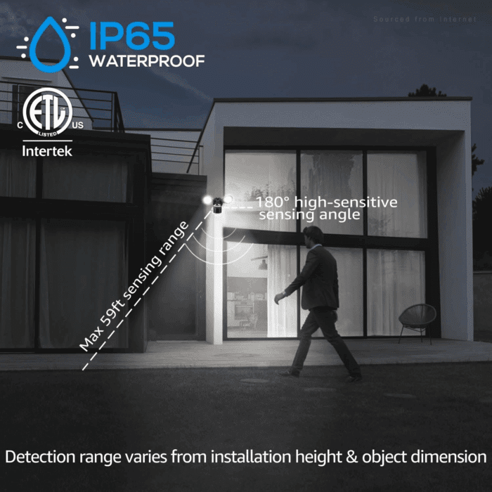 COB LED Security Light, Motion Sensor Flood Lights Outdoor, Aluminum, 3 Modes Motion Detector+Dusk to Dawn+Switch Control, 100-277V, Adjustable 2-Head, IP65, 5000K Daylight, ETL, Bronze - Image 3