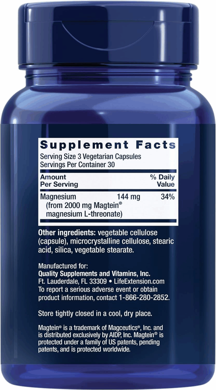 Neuro-Mag Magnesium L-Threonate, Magnesium L-Threonate, Memory Health, Quick Thinking, Cognitive Health Support, Vegetarian, Non-Gmo, 90 Vegetarian Capsules - Image 2