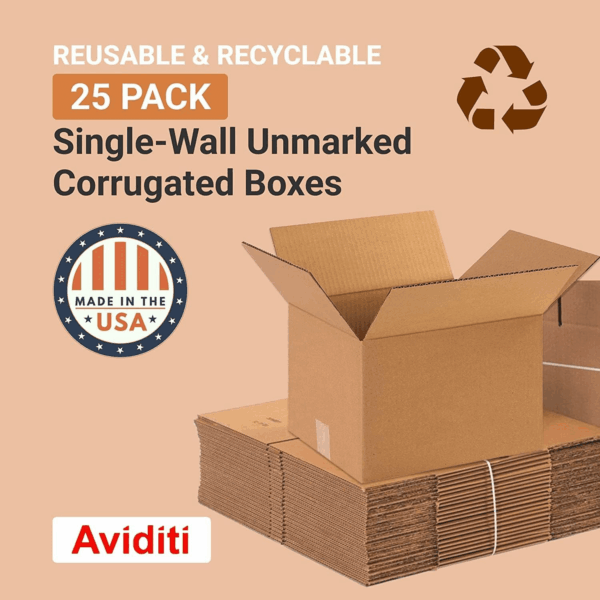 Moving Boxes Medium 12"L X 10"W X 8"H, 25-Pack | Corrugated Cardboard Box for Packing, Shipping and Storage 12108 - Image 3