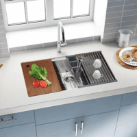 30 Inch Undermount Kitchen Sink Superior Drain Kitchen Sinks 11 Gauge (3Mm) Stainless Steel, Single Bowl Integrated Ledge Multifunctional Workstation Set - - Image 8