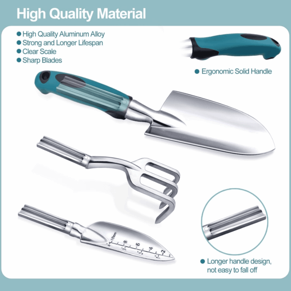 Garden Tools 7-Piece, Gardening Hand Tools, Gardening Tools Set with Rust-Proof,Stainless Steel, Aluminum Alloy Material, Gardening Supplies Set Ideal Gift - Image 7