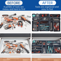45 Pack Tool Box Organizer Tray, 3-Sizes Tool Box Organizers and Storage, for Hammer, Wrench, Screw, Small Parts Toolbox Organization, Tool Cart Chest Garage Drawer Organizer Tray, Grey - Image 3