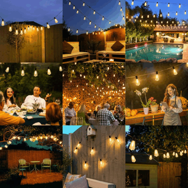 LED Outdoor String Lights 100FT Patio Lights with 52 Shatterproof ST38 Vintage Edison Bulbs, outside Hanging Light Waterproof for Porch, Deck, Garden, Backyard, Balcony, Dimmable 2700K - Image 7