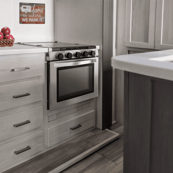 RV Stove Gas Range 21" Tall | 6500 and 8000 BTU Three Burner | 7100 BTU Oven with 1.8 Cu. Ft Capacity | Black or Stainless Steel Finish (Silver Version B, No Vented Range Hood) - Image 2