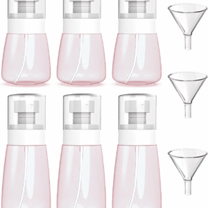 6 Pack Small Spray Bottles - Travel Size 3 Pack 1Oz/30Ml and 3 Pack 2Oz/60Ml with 3Pcs Funnels, Fine Mist Mini Plastic Refillable Spray Bottles - Pink