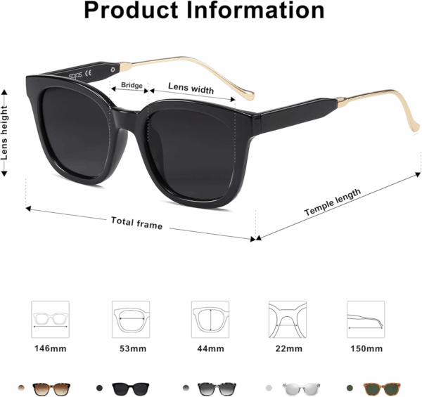 Classic Square Polarized Sunglasses Womens Mens Retro Trendy UV400 Sunnies SJ2050 - Image 4