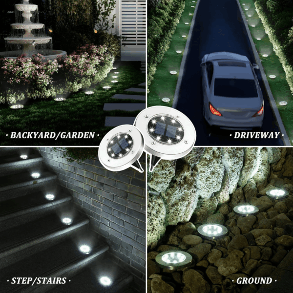 Solar Lights Outdoor Waterproof, 12 Pack Solar Ground Lights, Solar Garden Lights Landscape Lighting for Pathway Driveway Patio Backyard Walkway (Cool White) - Image 2