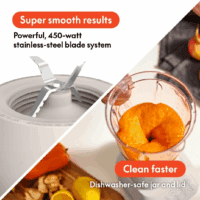 10 Speed Countertop Blender, Juicer & Smoothie Maker, Fits-Anywhere™ Kitchenware, Slim Flip & Store Design, Dishwasher Safe 48Oz Capacity Pitcher & Lid, Stainless Steel Blade, 450 Watt, Oatmilk - Image 4