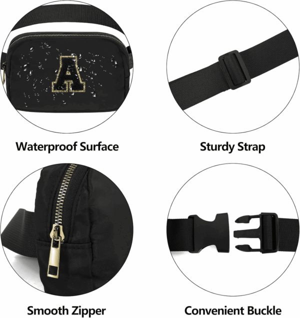 Birthday Gifts Christmas Personalized Gift for 4 5 6 7 8 9 10 11 12 13 14 Year Old Girls Teen Sister Kid Initial Letter Fanny Pack Trendy Stuff Crossbody Bag Black Letter A - Image 4